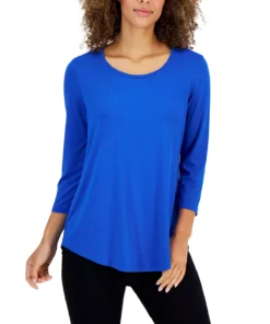 JM Collection 3/4-Sleeve Solid Tunic Top, Created For Macy's 18 JM Collection 3/4-Sleeve Solid Tunic Top, Created For Macy's -CeCe cloth-shop 22372110 fpx