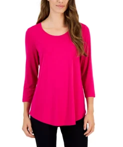 JM Collection 3/4-Sleeve Solid Tunic Top, Created For Macy's 19 JM Collection 3/4-Sleeve Solid Tunic Top, Created For Macy's -CeCe cloth-shop 22372116 fpx