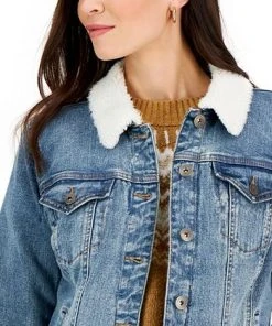 Style & Co Women's Sherpa-Collar Jean Jacket, Created For Macy's -CeCe cloth-shop 22375397 fpx