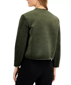 Anne Klein Women's Quilted Snap-Front Velvet Jacket -CeCe cloth-shop 22412775 fpx