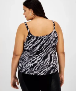 Bar III Plus Size Animal-Print Scoop-Neck Camisole, Created For Macy's -CeCe cloth-shop 22412856 fpx