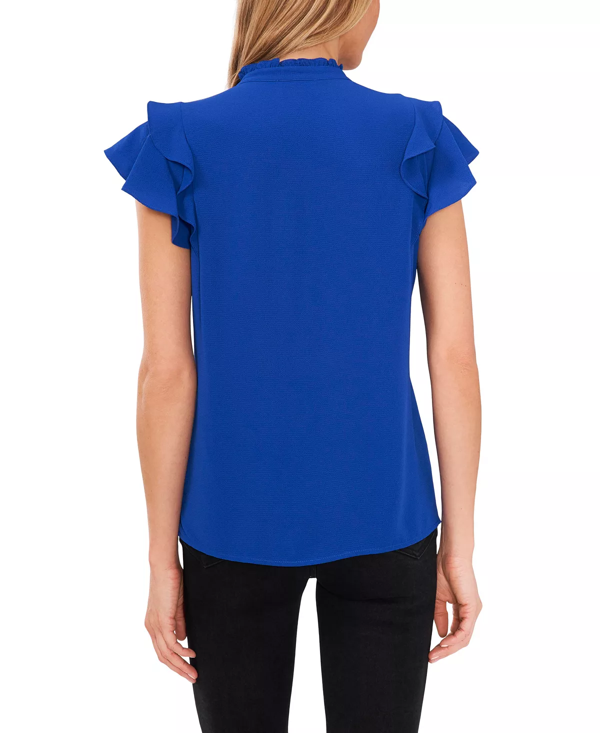 CeCe Women's Short Sleeve Pin-tuck Ruffled Button-up Blouse 4 CeCe Women's Short Sleeve Pin-tuck Ruffled Button-up Blouse - Image 4