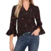 CeCe Women's Ditsy Ruffle Sleeve Blouse