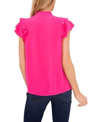 CeCe Women's Short Sleeve Pin-tuck Ruffled Button-up Blouse 2 CeCe Women's Short Sleeve Pin-tuck Ruffled Button-up Blouse - Image 2