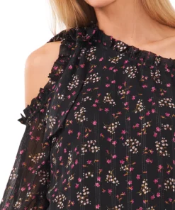 CeCe Women's Printed Cold-Shoulder Bow Blouse 8 CeCe Women's Printed Cold-Shoulder Bow Blouse -CeCe cloth-shop 22418109 fpx