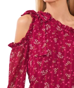 CeCe Women's Printed Cold-Shoulder Bow Blouse 7 CeCe Women's Printed Cold-Shoulder Bow Blouse -CeCe cloth-shop 22418117 fpx