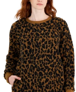 Style & Co Women's Printed Crewneck Fleece Tunic, Created For Macy's -CeCe cloth-shop 22419249 fpx