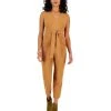 Bar III Women's V-Neck Tie-Waist Jumpsuit, Created For Macy's