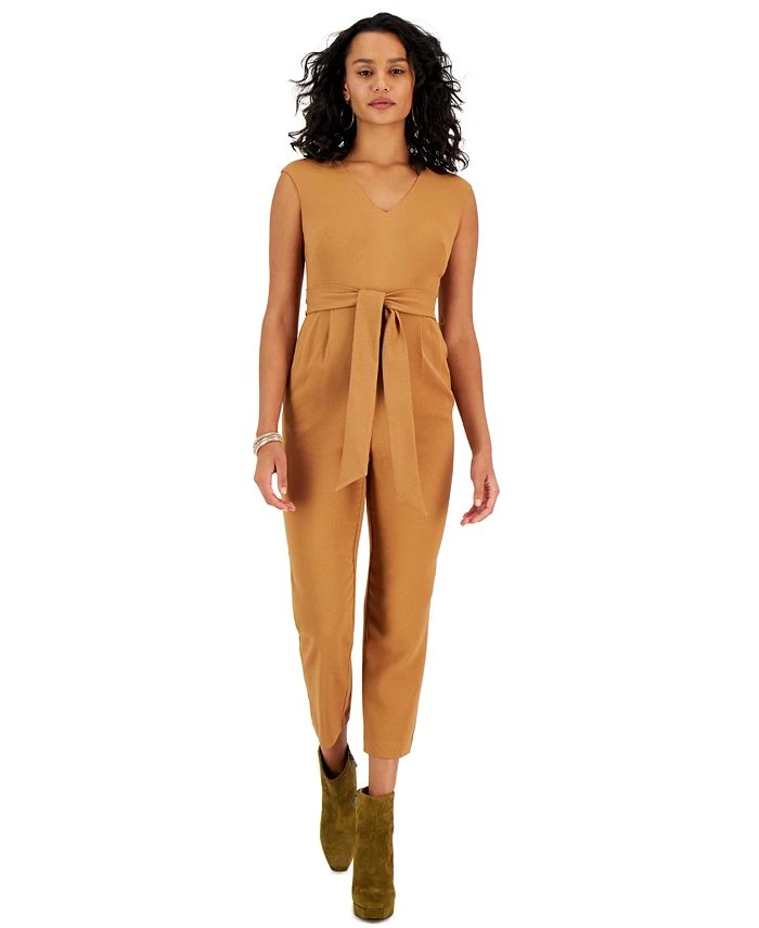 Bar III Women's V-Neck Tie-Waist Jumpsuit, Created For Macy's 1 Bar III Women's V-Neck Tie-Waist Jumpsuit, Created For Macy's