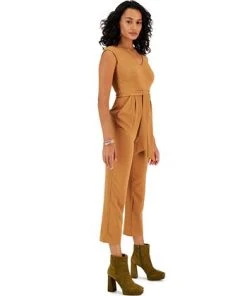 Bar III Women's V-Neck Tie-Waist Jumpsuit, Created For Macy's 7 Bar III Women's V-Neck Tie-Waist Jumpsuit, Created For Macy's -CeCe cloth-shop 22426545 fpx