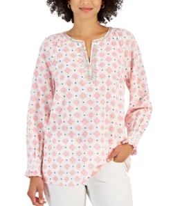 Charter Club Women's Woven Metallic-Stripe Tunic, Created For Macy's