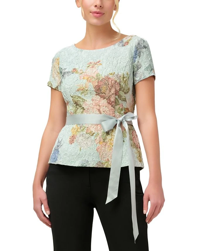 Adrianna Papell Women's Textured Floral-Print Top 1 Adrianna Papell Women's Textured Floral-Print Top