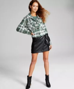 And Now This Women's Cropped Plaid Shacket -CeCe cloth-shop 22466187 fpx