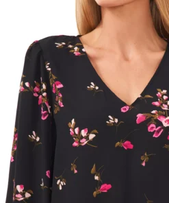 CeCe Women's Long Sleeve V-Neck Tie-Sleeve Blouse -CeCe cloth-shop 22466597 fpx