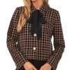 CeCe Women's Tie-Neck Long Sleeve Button-Up Jacket