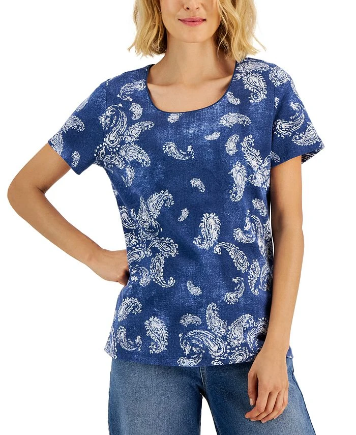 Karen Scott Women's Paisley-Print Relaxed Scoop-Neck Top, Created For Macy's 1 Karen Scott Women's Paisley-Print Relaxed Scoop-Neck Top, Created For Macy's