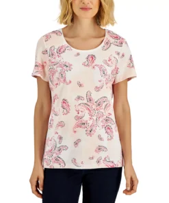 Karen Scott Women's Paisley-Print Relaxed Scoop-Neck Top, Created For Macy's 8 Karen Scott Women's Paisley-Print Relaxed Scoop-Neck Top, Created For Macy's -CeCe cloth-shop 22514336 fpx
