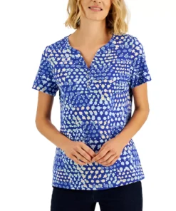 Karen Scott Women's Mod Dots Printed Knit Henley Top, Created For Macy's 8 Karen Scott Women's Mod Dots Printed Knit Henley Top, Created For Macy's -CeCe cloth-shop 22514481 fpx