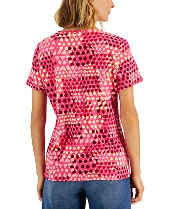 Karen Scott Women's Mod Dots Printed Knit Henley Top, Created For Macy's 2 Karen Scott Women's Mod Dots Printed Knit Henley Top, Created For Macy's - Image 2