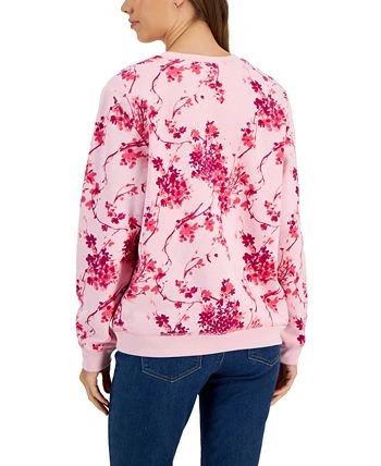Karen Scott Women's Floral Fleece Sweatshirt, Created For Macy's 2 Karen Scott Women's Floral Fleece Sweatshirt, Created For Macy's - Image 2