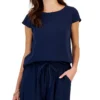 Style & Co Women's Crinkled Gauze Cap-Sleeve Top, Created For Macy's