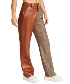Steve Madden Women's Mackenzie Mixed-Media Pants -CeCe cloth-shop 22523922 fpx