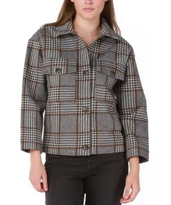 Black Tape Women's Plaid-Print Long-Sleeve Jacket