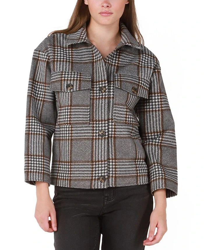 Black Tape Women's Plaid-Print Long-Sleeve Jacket 1 Black Tape Women's Plaid-Print Long-Sleeve Jacket