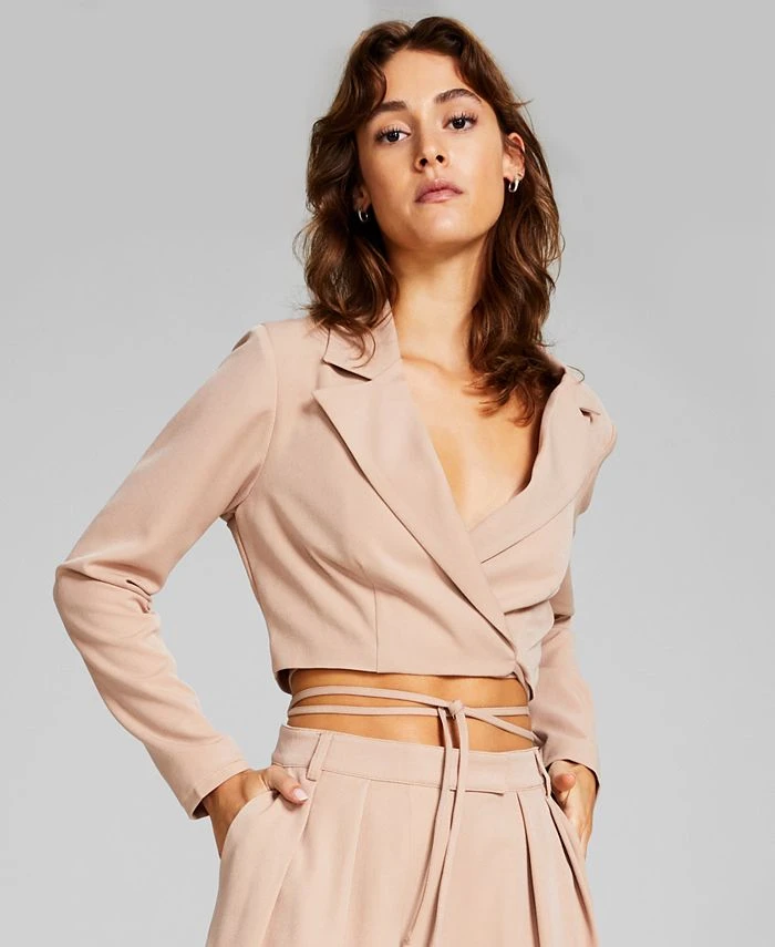 And Now This Women's Cropped Wrap Tie Blazer 1 And Now This Women's Cropped Wrap Tie Blazer