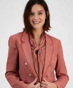 Bar III Women's Faux-Double-Breasted Fringe-Trim Blazer, Created For Macy's -CeCe cloth-shop 22542360 fpx