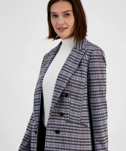 Bar III Women's Mini-Check-Print Faux-Double-Breasted Jacket, Created For Macy's -CeCe cloth-shop 22542445 fpx