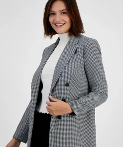 Bar III Women's Houndstooth Faux-Double-Breasted Jacket, Created For Macy's -CeCe cloth-shop 22542450 fpx