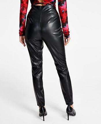 Bar III Women's Slit-Hem Faux-Leather Pull-On Pants, Created For Macy's 2 Bar III Women's Slit-Hem Faux-Leather Pull-On Pants, Created For Macy's - Image 2