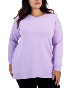 ID Ideology Plus Size Crossover-Hem Sweatshirt, Created For Macy's