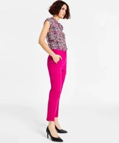 Bar III Women's Straight Leg High-Rise Ankle Pants, Created For Macy's -CeCe cloth-shop 22562576 fpx