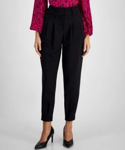 Bar III Women's Pleat-Front Mid-Rise Ankle Pants, Created For Macy's