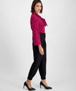 Bar III Women's Pleat-Front Mid-Rise Ankle Pants, Created For Macy's -CeCe cloth-shop 22562596 fpx