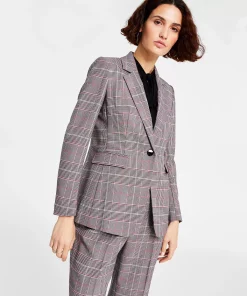 Bar III Women's Glen Plaid Single-Button Blazer, Created For Macy's -CeCe cloth-shop 22562643 fpx