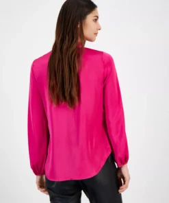 Bar III Women's Bow-Tie Long-Sleeve Blouse, Created For Macy's -CeCe cloth-shop 22562710 fpx