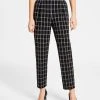 Bar III Women's Windowpane-Plaid Mid-Rise Pull-On Pants, Created For Macy's