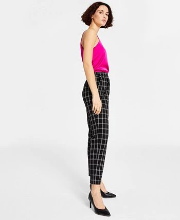 Bar III Women's Windowpane-Plaid Mid-Rise Pull-On Pants, Created For Macy's 3 Bar III Women's Windowpane-Plaid Mid-Rise Pull-On Pants, Created For Macy's - Image 3