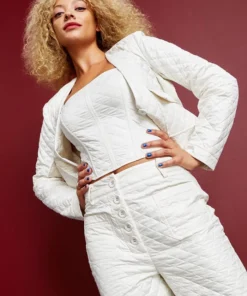 Royalty By Maluma Women's Quilted Button-Fly Pants, Created For Macy's -CeCe cloth-shop 22564087 fpx