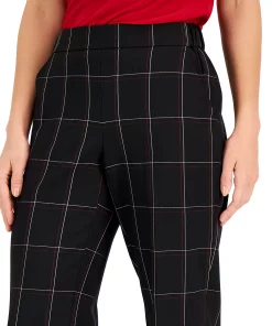 Kasper Women's Plaid Pull-On Straight-Leg Pants -CeCe cloth-shop 22564238 fpx