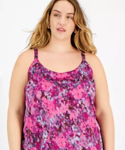 Bar III Plus Size Blurred Print Scoop-Neck Camisole, Created For Macy's -CeCe cloth-shop 22564274 fpx