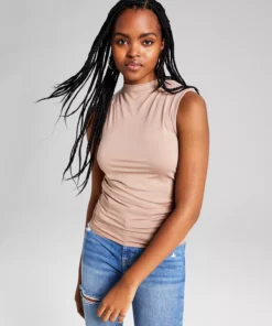 And Now This Women's Mock-Neck Side-Ruched Sleeveless Top -CeCe cloth-shop 22566120 fpx