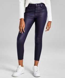 And Now This Woman's Coated Frayed Hem Skinny Denim Jeans