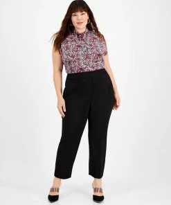 Bar III Plus Size Compression Straight-Leg Ankle Pants, Created For Macy's