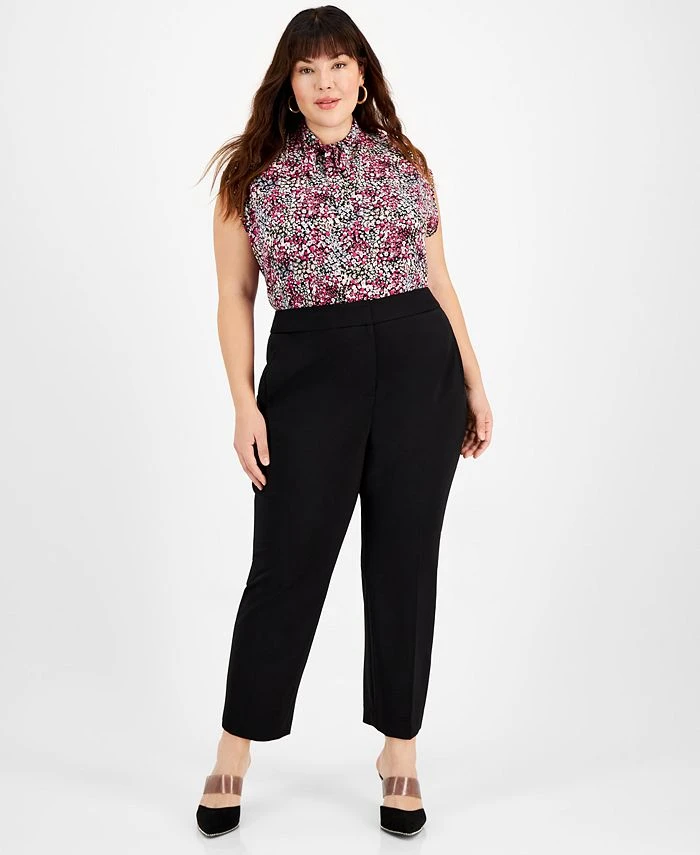 Bar III Plus Size Compression Straight-Leg Ankle Pants, Created For Macy's 1 Bar III Plus Size Compression Straight-Leg Ankle Pants, Created For Macy's