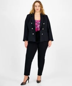 Bar III Plus Size Faux Double-Breasted Tweed Blazer, Created For Macy's