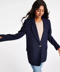 And Now This Women's Oversized Notched Collar One-Button Blazer -CeCe cloth-shop 22570121 fpx